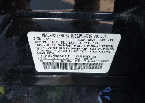 2015 Infiniti Q50 Premium z USA, uszkodzony, nr VIN JN1BV7AR4FM417111